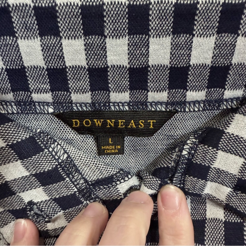DownEast Women's Isabella Navy Gingham Button Down Pencil Skirt Size L Stretch - Picture 3 of 10